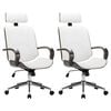 vidaXL Chaises de bureau pivotantes avec appui-t&ecirc;te 2 pc Simili cuir