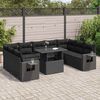 vidaXL Salon de jardin 10 pcs avec coussins noir r&eacute;sine tress&eacute;e