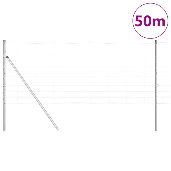 vidaXL Poteau de cl&ocirc;ture. Galvanis&eacute; 50 x 1 m Acier