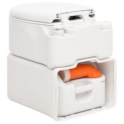 vidaXL Toilette de camping intégrée blanc 24+17 L PEHD et émail