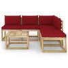 vidaXL Salon de jardin 6 pcs avec coussins rouge bordeaux