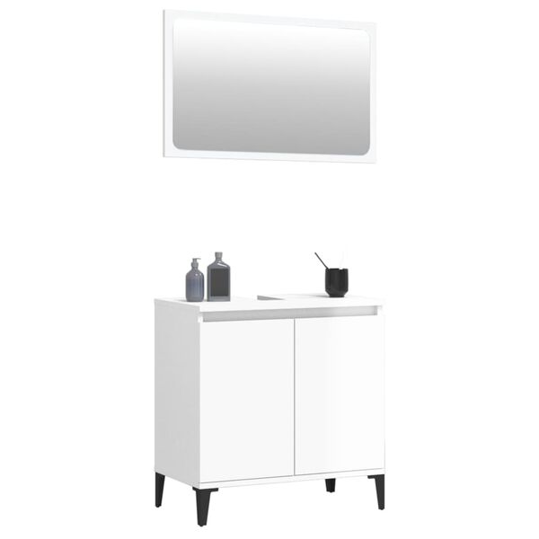 vidaXL Ensemble de meubles de salle de bain 2 pcs blanc brillant