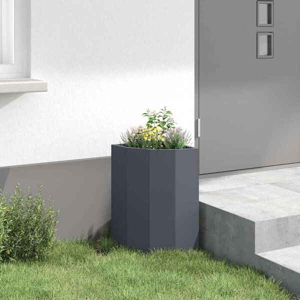 vidaXL Jardini&egrave;re d'Angle Anthracite 30 x 30 x 50 cm Acier