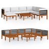 vidaXL Salon de jardin 8 pi&egrave;ces avec coussins, bois d'acacia cr&egrave;me et corde