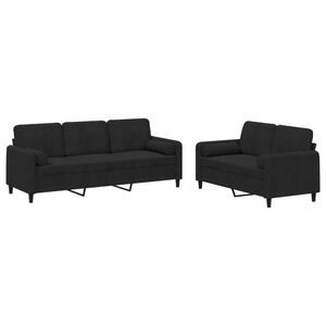vidaXL Ensemble de canap&eacute;s 2 pcs avec coussins noir velours