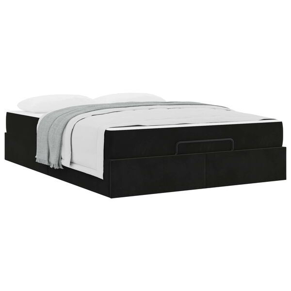 vidaXL Cadre de lit avec matelas avec matelas 2 pcs Noir Velours