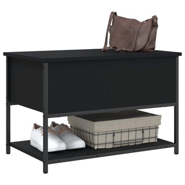 vidaXL Banc de rangement noir 70x42,5x47 cm bois d'ingénierie