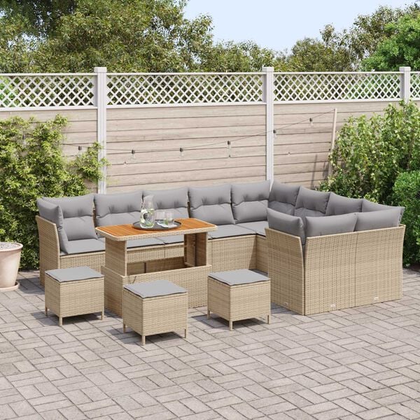 vidaXL Ensemble de canapé de jardin 13 pcs beige et gris clair
