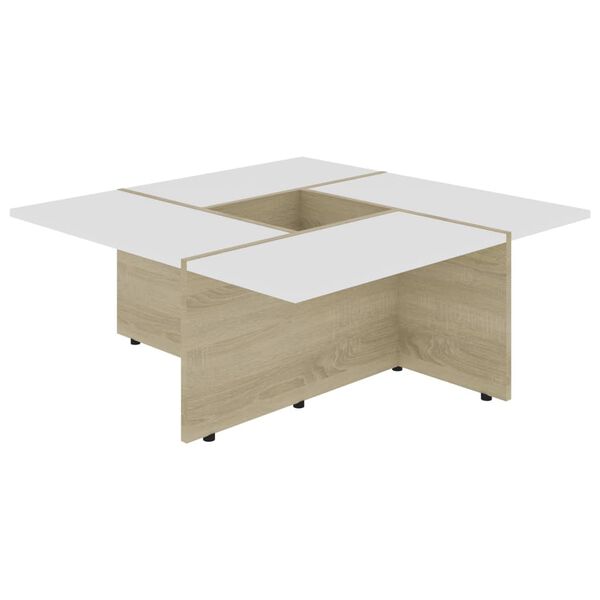 vidaXL Table basse Blanc ch&ecirc;ne sonoma 79,5x79,5x30cm Bois d'ing&eacute;nierie