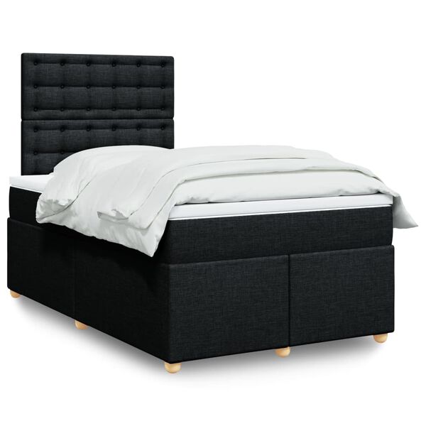 vidaXL Sommier &agrave; lattes de lit avec matelas Noir 120x200 cm Tissu
