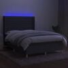 vidaXL Sommier &agrave; lattes de lit matelas LED Gris fonc&eacute; 140x190 cm Tissu