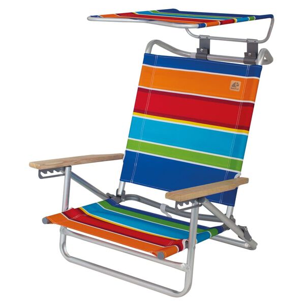 Eurotrail Chaise de plage 2 en 1 Mediterranee rayures color&eacute;es