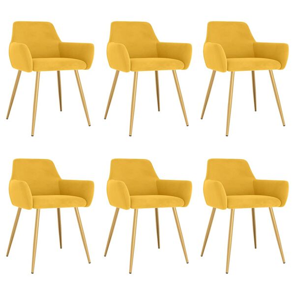 vidaXL Chaises &agrave; manger lot de 6 jaune velours