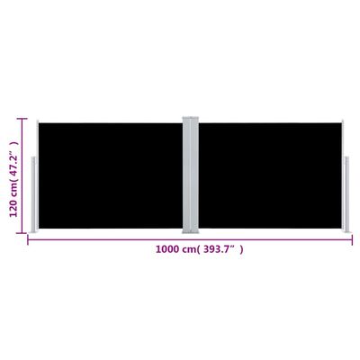 vidaXL Auvent latéral rétractable Noir 120 x 1000 cm