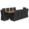 vidaXL Ensemble &agrave; manger de jardin 11 pcs coussins noir r&eacute;sine tress&eacute;e