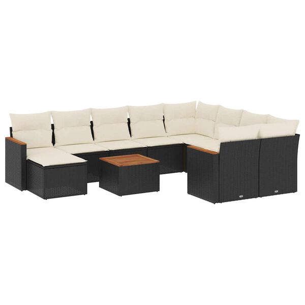 vidaXL Salon de jardin 11 pcs avec coussins noir r&eacute;sine tress&eacute;e