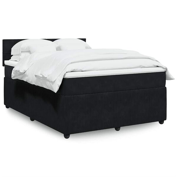 vidaXL Sommier &agrave; lattes de lit avec matelas Noir 140x190 cm Velours