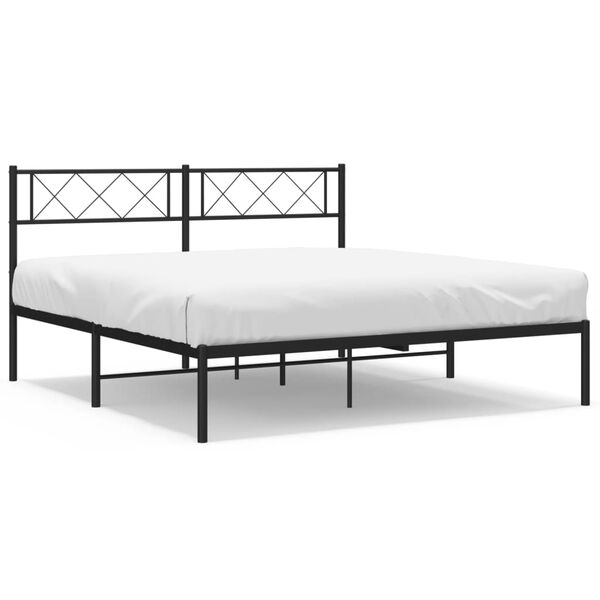 vidaXL Cadre de lit m&eacute;tal sans matelas avec t&ecirc;te de lit noir 120x190cm