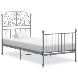 vidaXL Cadre de lit sans matelas gris m&eacute;tal 90x200 cm