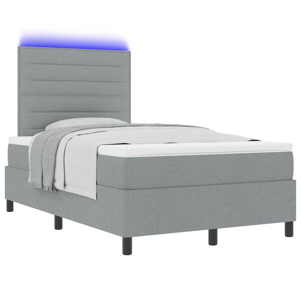vidaXL Lit &agrave; ressorts avec matelas Gris clair 120 x 190 cm tissu