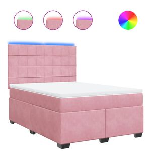 vidaXL Sommier &agrave; lattes de lit avec matelas Rose 160x200 cm Velours