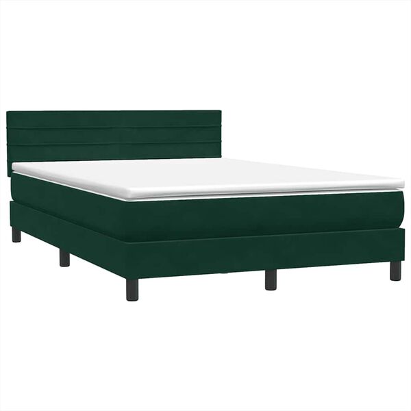 vidaXL Sommier &agrave; lattes de lit et matelas vert fonc&eacute; 160x220cm velours