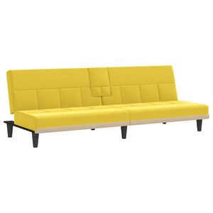 vidaXL Canap&eacute;-lit avec porte-gobelets jaune clair tissu
