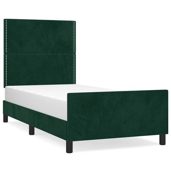 vidaXL Cadre de lit sans matelas vert fonc&eacute; 90x200 cm velours
