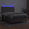vidaXL Sommier &agrave; lattes de lit avec matelas et LED Gris 140x200 cm