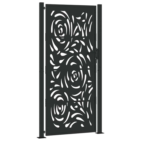 vidaXL Portail de jardin noir 100x200 cm en acier avec motif flamme