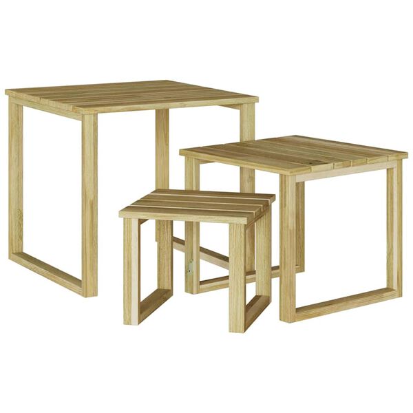 vidaXL table 3 pcs Naturel Pin&egrave;de impr&eacute;gn&eacute;e