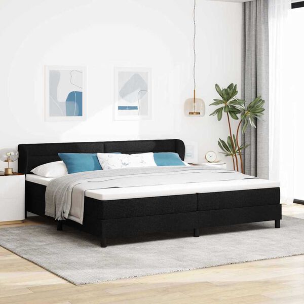 vidaXL Lit &agrave; ressorts avec matelas Noir 200 x 200 cm tissu