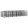 vidaXL Chenil d'ext&eacute;rieur avec toit pour chiens Acier 11,26 m&sup2;