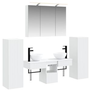 vidaXL Ensemble de mobilier de salle de bain Montage mural 6 pcs Blanc