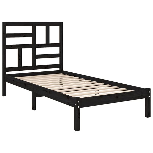 vidaXL Cadre de lit sans matelas noir bois massif 100x200 cm