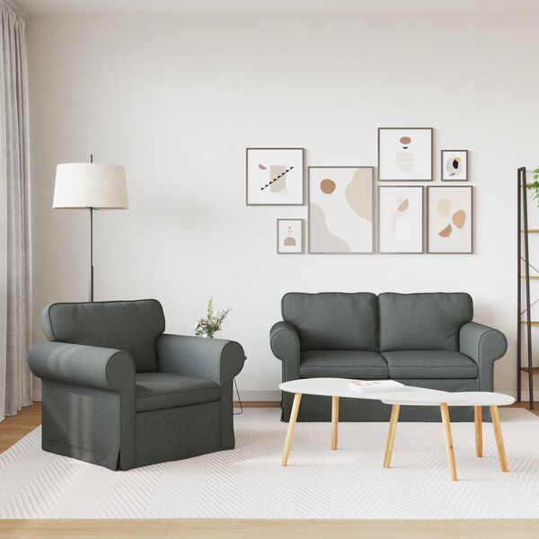 vidaXL Canap&eacute; 120cm 2 pcs Gris fonc&eacute; M&eacute;tал