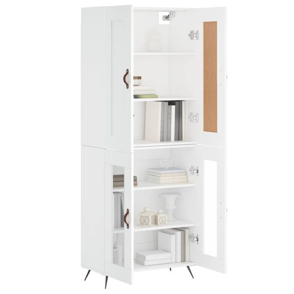 vidaXL Buffet haut Blanc 69,5x34x180 cm Bois d'ing&eacute;nierie