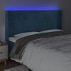 vidaXL T&ecirc;te de lit &agrave; LED Bleu fonc&eacute; 203x16x118/128 cm Velours