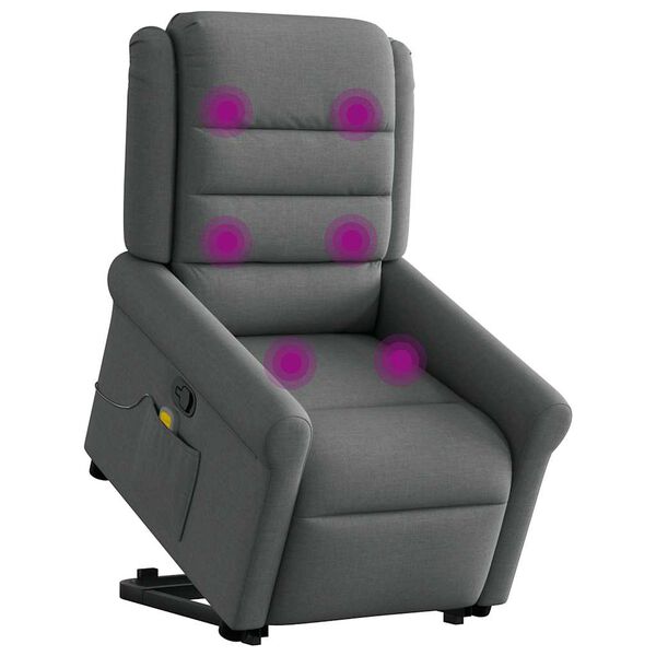 vidaXL Fauteuil de massage inclinable Gris fonc&eacute; Tissu