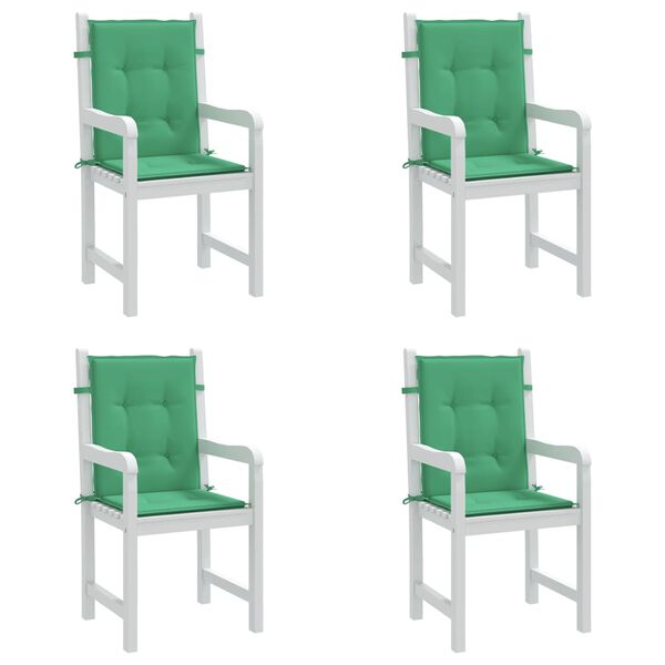 vidaXL Coussins de chaise de jardin &agrave; dossier bas lot de 4 vert