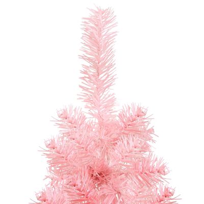 vidaXL Demi sapin de Noël artificiel mince avec support Rose 120 cm