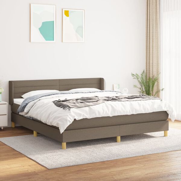 vidaXL Sommier &agrave; lattes de lit avec matelas Taupe 180x200 cm Tissu