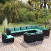 vidaXL Salon de jardin 10 pcs avec coussins R&eacute;sine tress&eacute;e Noir