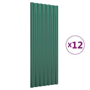 vidaXL Panneaux de toiture 12 pcs Acier galvanis&eacute; Vert 100x36cm