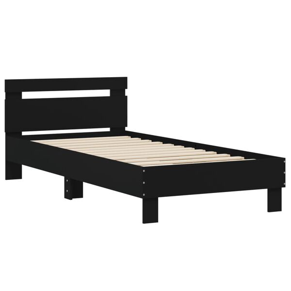 vidaXL Cadre de lit sans matelas avec t&ecirc;te de lit noir 90x190 cm
