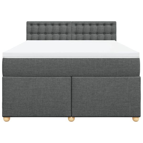 vidaXL Sommier &agrave; lattes de lit avec matelas Gris fonc&eacute; 140x200cm Tissu
