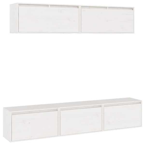 vidaXL Meubles TV 5 pcs Blanc Bois massif de pin