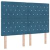 vidaXL Lit &agrave; ressort LED avec matelas Bleu fonc&eacute; 140 x 200 cm Velours