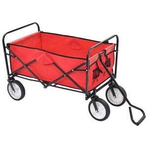 vidaXL Chariot &agrave; main pliable Acier Rouge