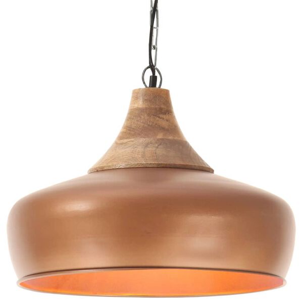 vidaXL Lampe suspendue industrielle Cuivre Fer et bois solide 35cm E27